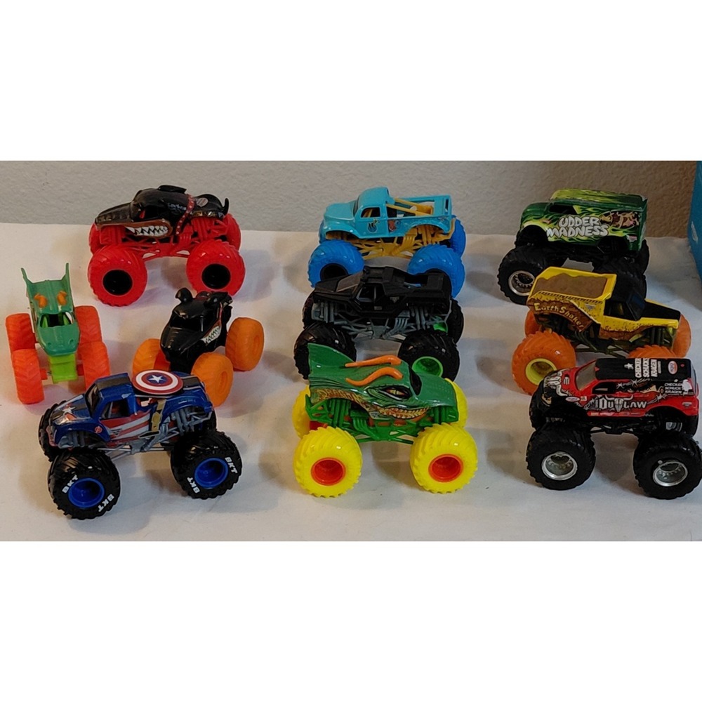 Monster Jam Hot Wheels Monster Trucks Lot Of 10 Captain America EarthShaker